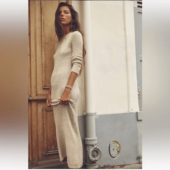 ZARA METALLIC THREAD KNIT MAXI DRESS - Picture 4 of 10